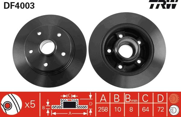 TRW DF4003 - Спирачен диск vvparts.bg