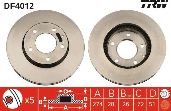 TRW DF4012 - Спирачен диск vvparts.bg