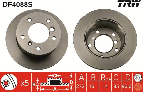 TRW DF4088S - Спирачен диск vvparts.bg