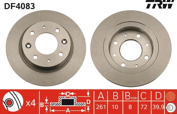 TRW DF4083 - Спирачен диск vvparts.bg