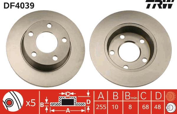 TRW DF4039 - Спирачен диск vvparts.bg