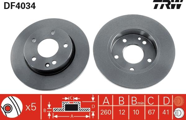 TRW DF4034 - Спирачен диск vvparts.bg