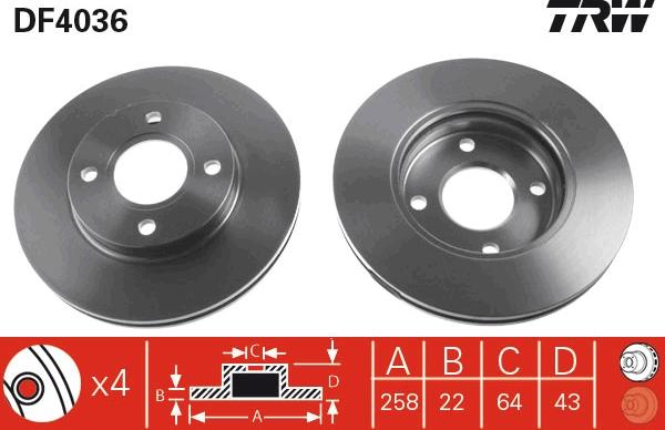 TRW DF4036 - Спирачен диск vvparts.bg