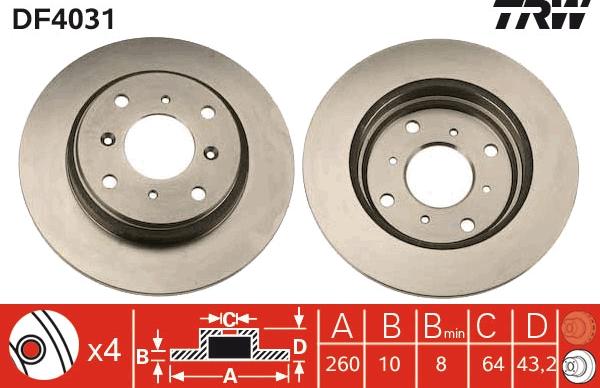 TRW DF4031 - Спирачен диск vvparts.bg