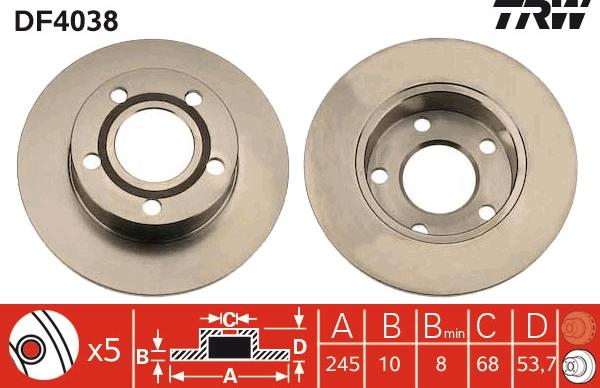 TRW DF4038 - Спирачен диск vvparts.bg