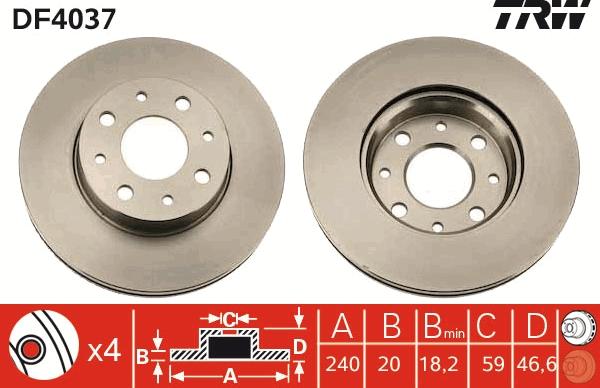 TRW DF4037 - Спирачен диск vvparts.bg