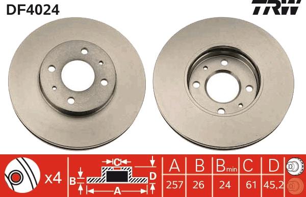 TRW DF4024 - Спирачен диск vvparts.bg