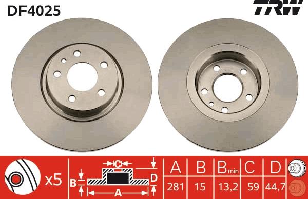 TRW DF4025 - Спирачен диск vvparts.bg