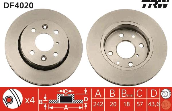 TRW DF4020 - Спирачен диск vvparts.bg