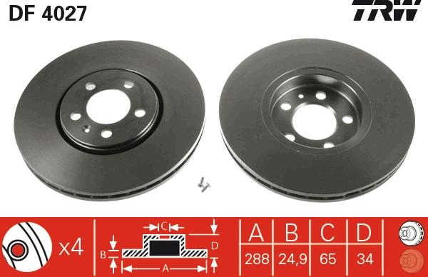 TRW DF4027 - Спирачен диск vvparts.bg