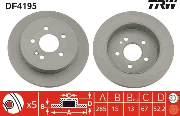 TRW DF4195 - Спирачен диск vvparts.bg