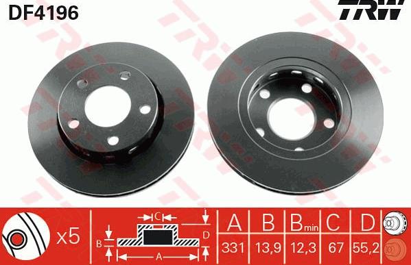 TRW DF4196 - Спирачен диск vvparts.bg