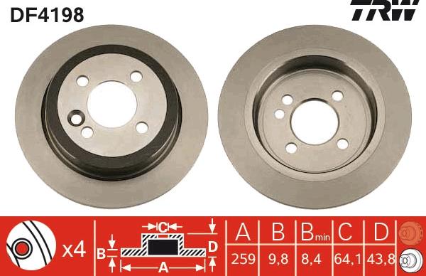 TRW DF4198 - Спирачен диск vvparts.bg