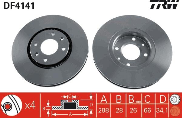 TRW DF4141 - Спирачен диск vvparts.bg