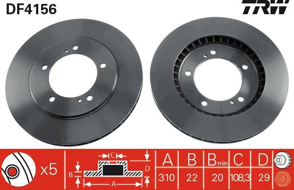 TRW DF4156 - Спирачен диск vvparts.bg