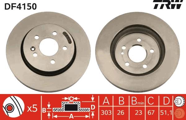 TRW DF4150 - Спирачен диск vvparts.bg