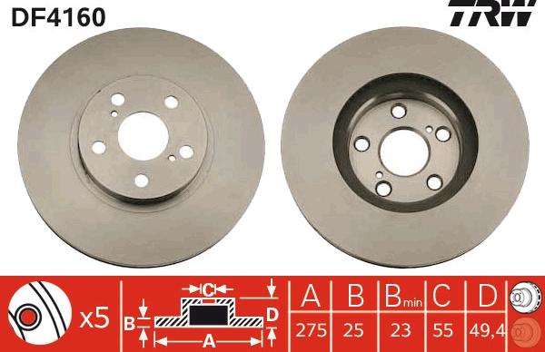 TRW DF4160 - Спирачен диск vvparts.bg