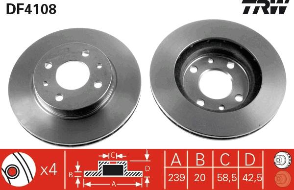 TRW DF4108 - Спирачен диск vvparts.bg