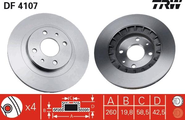 TRW DF4107 - Спирачен диск vvparts.bg