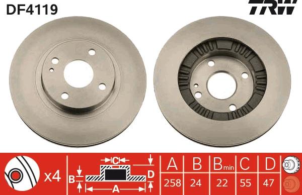 TRW DF4119 - Спирачен диск vvparts.bg