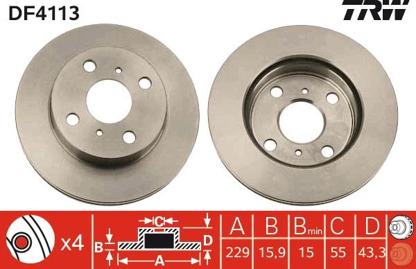 TRW DF4113 - Спирачен диск vvparts.bg