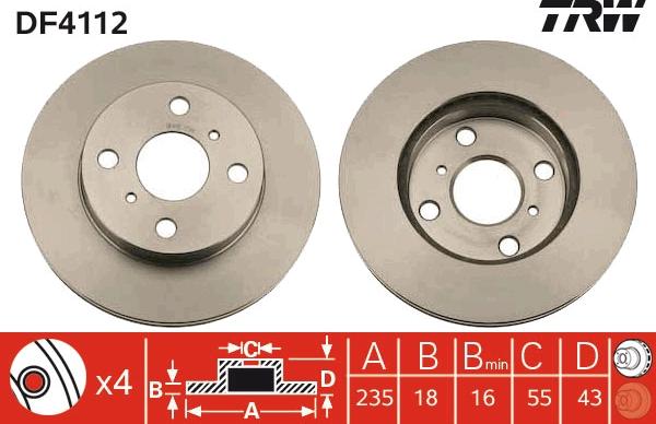 TRW DF4112 - Спирачен диск vvparts.bg