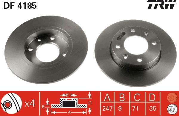 TRW DF4185 - Спирачен диск vvparts.bg