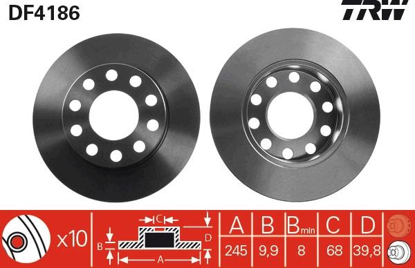 TRW DF4186 - Спирачен диск vvparts.bg