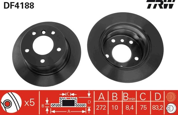 TRW DF4188 - Спирачен диск vvparts.bg