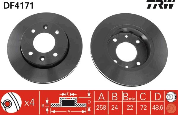 TRW DF4171 - Спирачен диск vvparts.bg