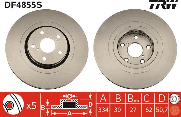 TRW DF4855S - Спирачен диск vvparts.bg