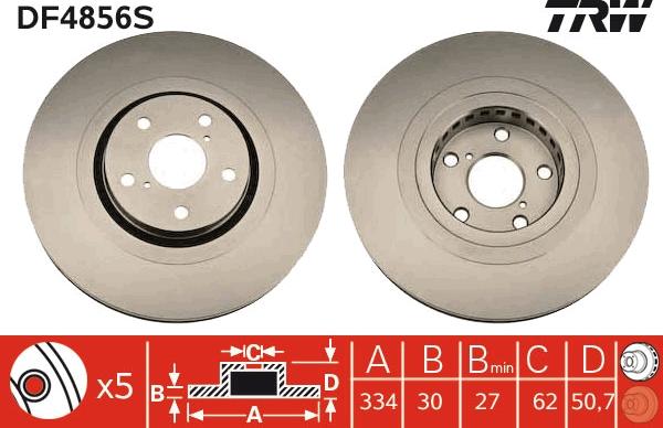 TRW DF4856S - Спирачен диск vvparts.bg