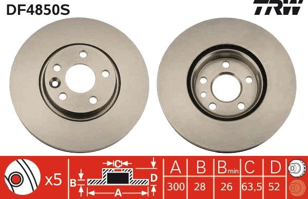 TRW DF4850S - Спирачен диск vvparts.bg