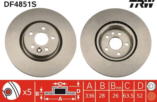 TRW DF4851S - Спирачен диск vvparts.bg