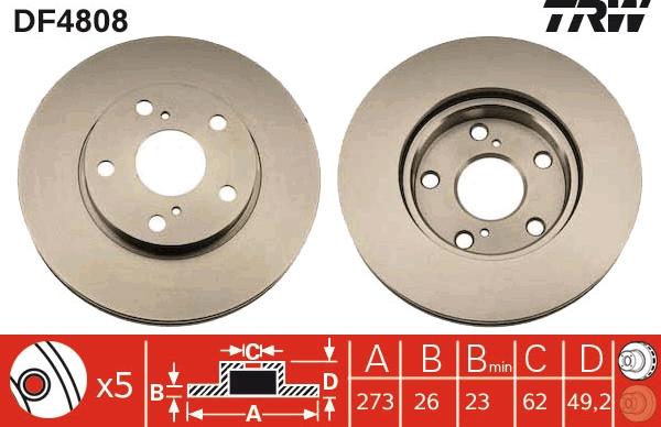 TRW DF4808 - Спирачен диск vvparts.bg