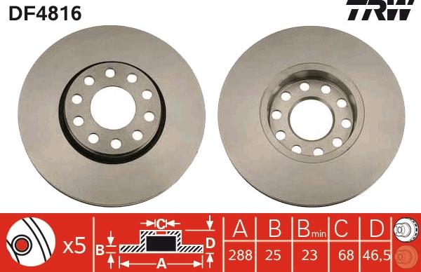 TRW DF4816 - Спирачен диск vvparts.bg