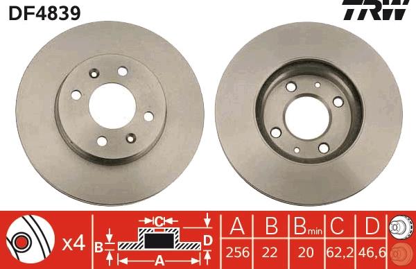 TRW DF4839 - Спирачен диск vvparts.bg