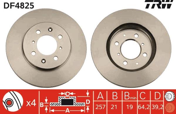 TRW DF4825 - Спирачен диск vvparts.bg