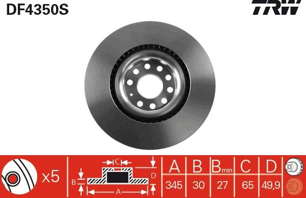 TRW DF4350S - Спирачен диск vvparts.bg