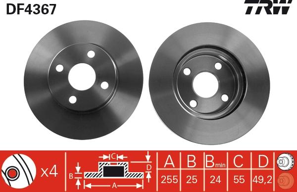 TRW DF4367 - Спирачен диск vvparts.bg