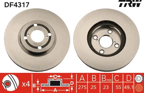 TRW DF4317 - Спирачен диск vvparts.bg