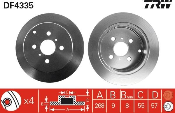 TRW DF4335 - Спирачен диск vvparts.bg