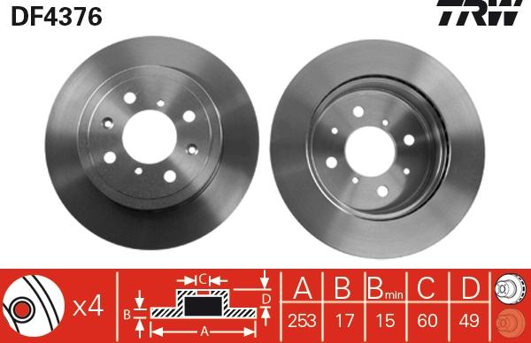 TRW DF4376 - Спирачен диск vvparts.bg