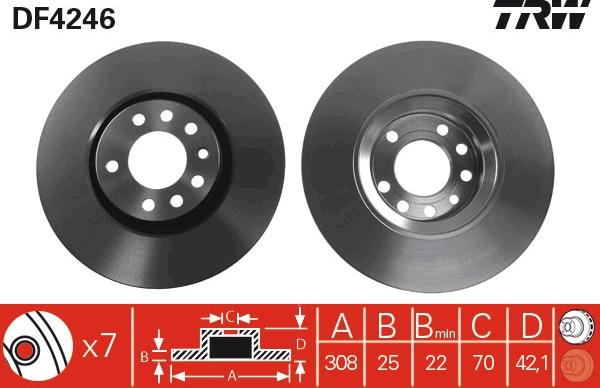 TRW DF4246 - Спирачен диск vvparts.bg