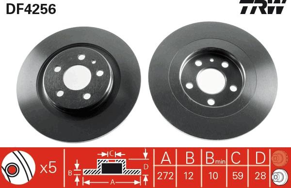 TRW DF4256 - Спирачен диск vvparts.bg