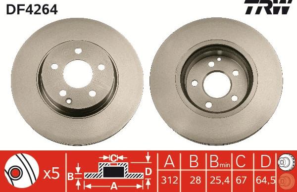 TRW DF4264 - Спирачен диск vvparts.bg