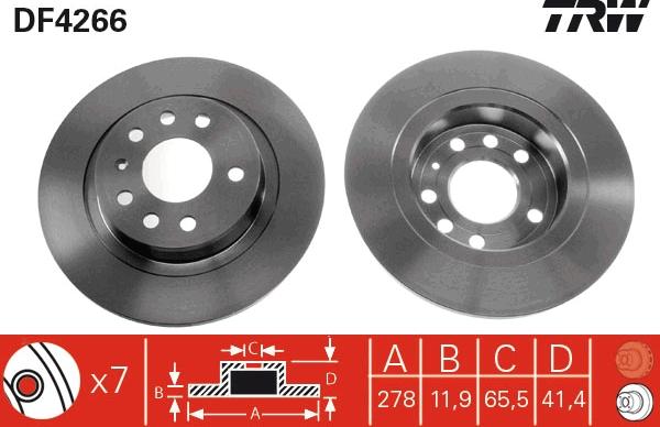 TRW DF4266 - Спирачен диск vvparts.bg