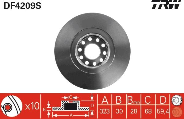 TRW DF4209S - Спирачен диск vvparts.bg