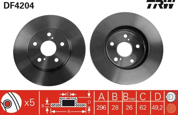 TRW DF4204 - Спирачен диск vvparts.bg