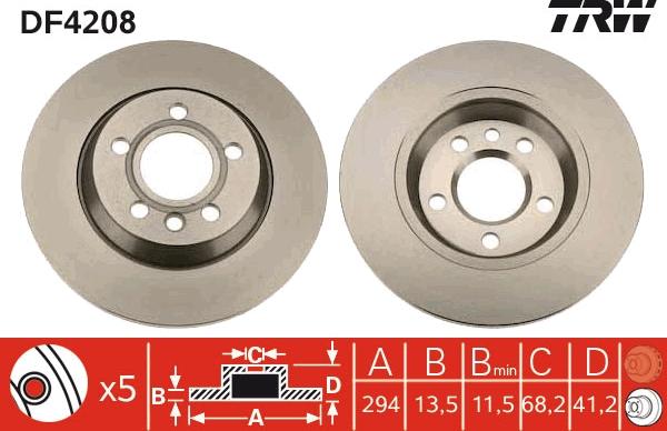 TRW DF4208 - Спирачен диск vvparts.bg